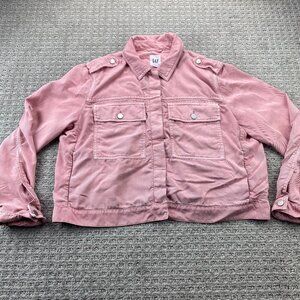 Gap Pink Jacket Women Size Extra Large XL Button Up Short Length Casual Cute